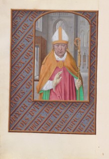 Hours of Queen Isabella the Catholic, Queen of Spain: Fol. 183v, St. Nicholas, c. 1500. Creator: Master of the First Prayerbook of Maximillian (Flemish, c. 1444-1519); Associates, and.