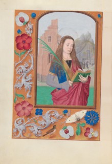 Hours of Queen Isabella the Catholic, Queen of Spain: Fol. 191v, St. Barbara, c. 1500. Creator: Master of the First Prayerbook of Maximillian (Flemish, c. 1444-1519); Associates, and.