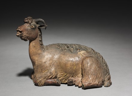 Figure from a Crèche: Sitting Ram, 1780-1830. Creator: Unknown.