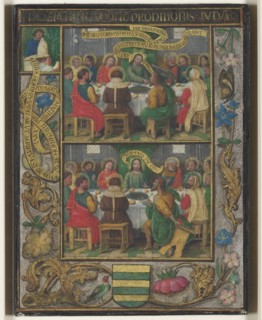 Single Leaf with Scenes from the Last Supper, c.1525-1530. Creator: Simon Bening (Flemish, 1483-1561).