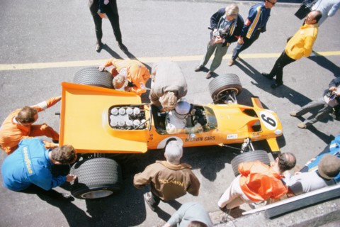 McLaren M74, Bruce McLaren 1969 British Grand Prix. Creator: Unknown.