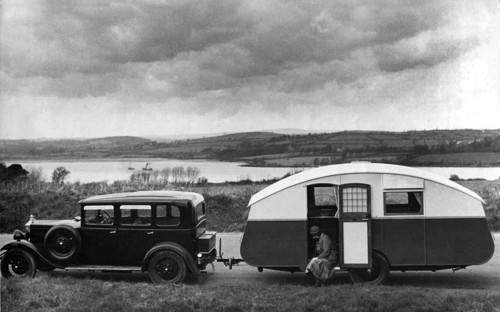 1930 Morris Oxford Six with Winchester Streamline caravan. Creator: Unknown.