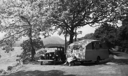 1931 Standard Big Nine with caravan. Creator: Unknown.