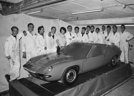 1966 Lotus Europa Series 1 prototype in factory. Creator: Unknown.