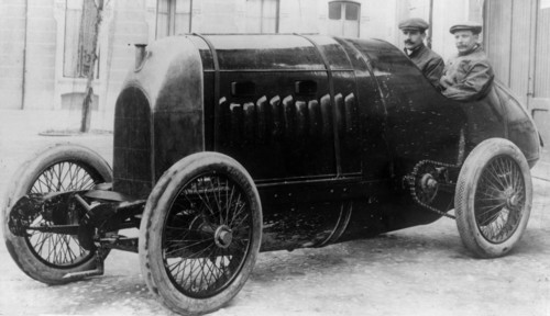 1912 Fiat S76, Nazzaro at the wheel with Fagano. Creator: Unknown.
