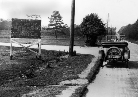 Road sign in New Forest, UK 1924. Creator: Unknown.