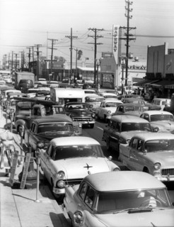 Traffic congestion in USA, 1950's. Creator: Unknown.