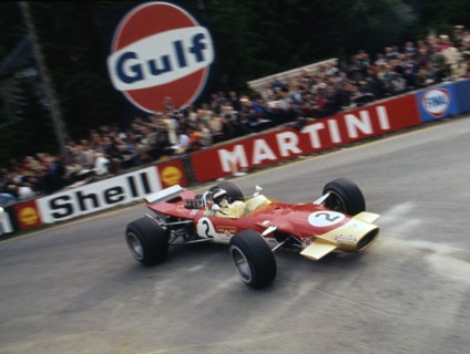 Lotus 49, Gold Leaf, driven by Jackie Oliver at the 1968 Belgian Grand Prix. Creator: Unknown.