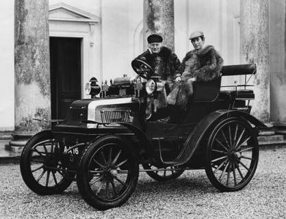 Lord Montagu with Prince Charles in 1899 Daimler, 1970.