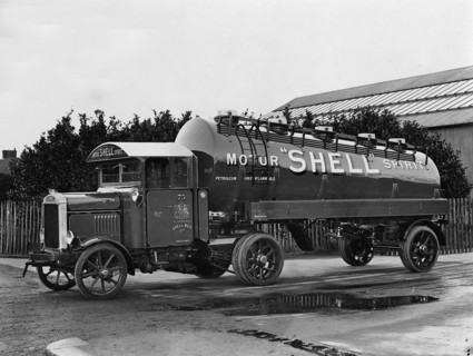 1928 Scammell petrol tanker for Shell. Creator: Unknown.