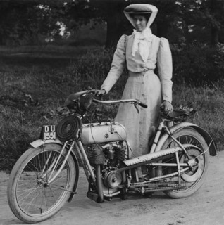 1906 Rex with motorcyclist Muriel Hind. Creator: Unknown.
