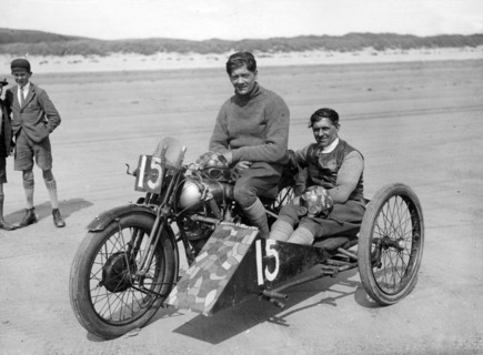 1927 Brough Superior, C.F. Edwards at Pendine sands. Creator: Unknown.