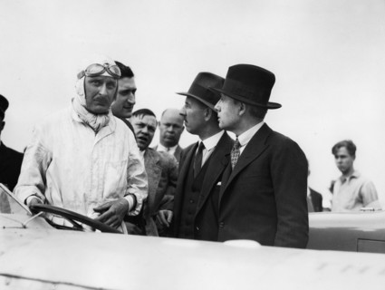 Kaye Don and Louis Coatalen at Daytona Beach 1930 for Silver Bullet land speed record attempt. Creator: Unknown.