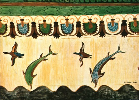 Mural frieze in the Tomb of the Lionesses (Tomba delle Leonesse), Tarquinia, Italy, (1928).  Creator: Unknown.