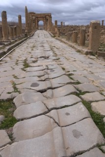 Algeria, Timgad, Cardo with cart tracks