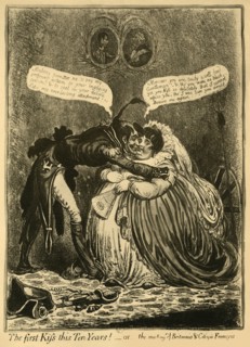 'The first Kiss this Ten Years! - or - the meeting of Britannia & Citizen François', 1803, (1921). Creator: Unknown.