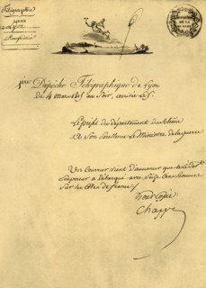 First telegraph despatch from Lyon, 4 March 1815, (1921). Creator: Unknown.