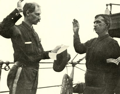 'Lieutenant Lewis Reenlisting Thomas Dixon', Spanish-American War, 19 June 1898, (1899). Creator: Burr McIntosh.