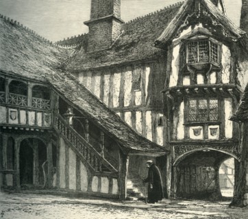 'Courtyard of Leicester's Hospital', c1870.