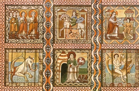 Painted wooden ceiling in St. Martin's Church, Zillis, Switzerland, (1928). Creator: Unknown.