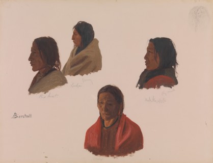 Studies of Indian Chiefs Made at Fort Laramie, ca. 1859. Creator: Albert Bierstadt.