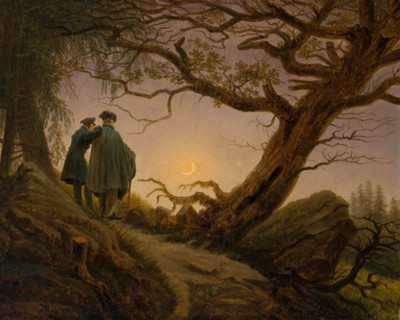 Two Men Contemplating the Moon, ca. 1825-30. Creator: Caspar David Friedrich.