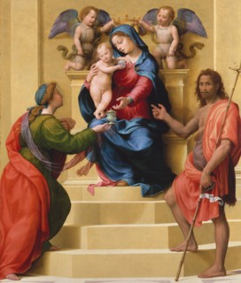 Madonna and Child Enthroned with Saints Mary Magdalen and John the Baptist, ca. 1523. Creator: Giuliano Bugiardini.