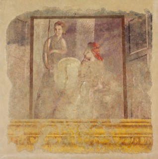 Wall painting fragment from the north wall of Room H of the Villa of P. Fannius..., ca. 50-40 B.C. Creator: Unknown.