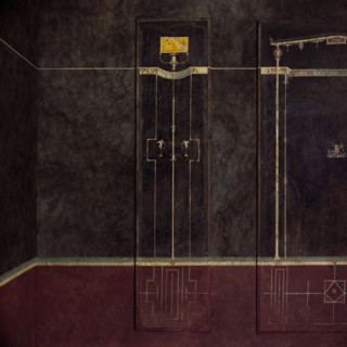 Wall painting on black ground: Egyptianizing scene and pair of swans..., 1st century B.C. Creator: Unknown.