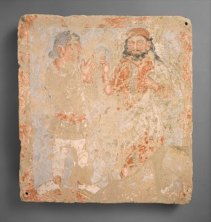 Panel with the god Zeus/Serapis/Ohrmazd and worshiper, ca. 3rd century A.D.. Creator: Unknown.