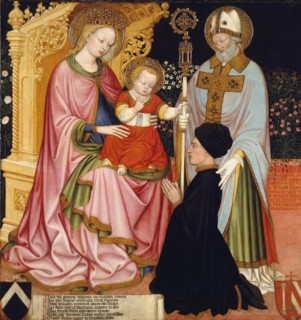Madonna and Child with the Donor, Pietro de' Lardi, Presented by Saint Nicholas, ca. 1420-30. Creators: Michele dai Carri, Master G.Z..