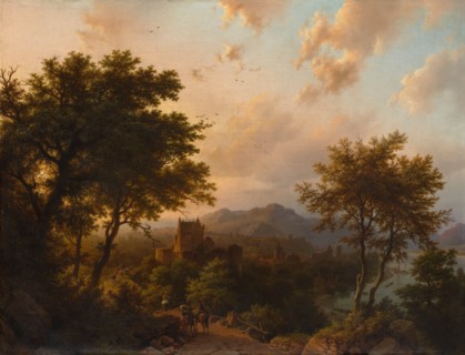 Sunset on the Rhine, 1853. Creator: Barend Cornelis Koekkoek.