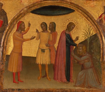 Saint John the Evangelist with Acteus and Eugenius, ca. 1370. Creator: Francescuccio Ghissi.