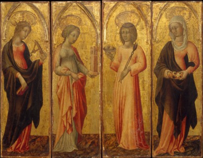 Saints Catherine of Alexandria, Barbara, Agatha, and Margaret, ca. 1470. Creator: Giovanni di Paolo.