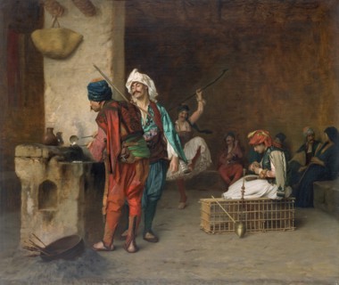 Cafe House, Cairo (Casting Bullets), 1884 or earlier. Creator: Jean-Leon Gerome.