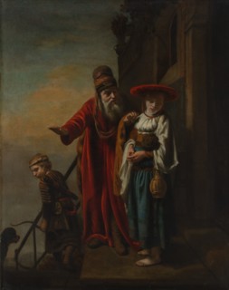 Abraham Dismissing Hagar and Ishmael, 1653. Creator: Nicolaes Maes.