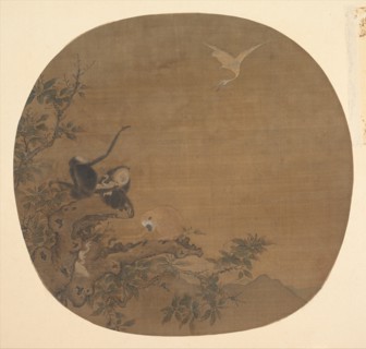 Gibbons Raiding an Egret's Nest, late 12th century. Creator: Unknown.