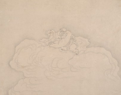 An Immortal on a Cloud with a Pair of Peaches, 20th century. Creator: Unknown.