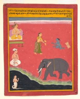 Krishna's Earthly Ties, Page from a Dispersed Bivamangalastava, 1695-1700. Creator: Unknown.