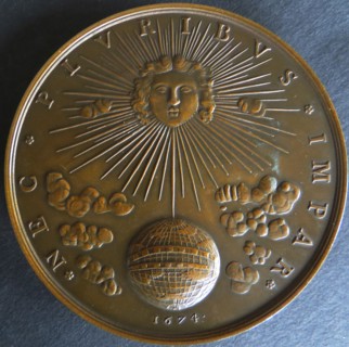 Medal Louis XIV "Nec pluribus impar", 1674. Creator: West European Applied Art.