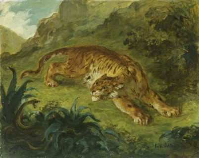 Tiger and Snake, 1854-1858. Creator: Delacroix, Eugène (1798-1863).