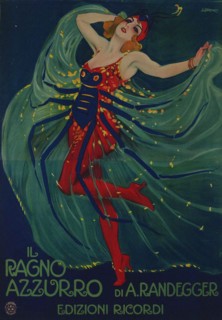 Il Ragno Azzurro (The Blue Spider) by Alberto Iginio Randegger , 1916. Creator: Metlicovitz, Leopoldo (1868-1944).