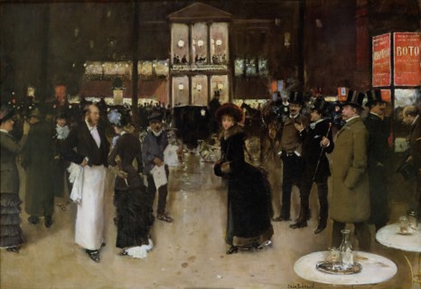 Le boulevard Montmartre, la nuit, devant le théâtre des Variétés, ca 1885. Creator: Béraud, Jean (1849-1936).