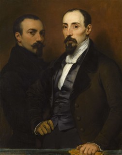 Self-Portrait with his son Achille, 1836. Creator: Devéria, Eugène (1805-1865).