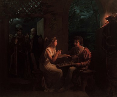 Ferdinand and Miranda playing a game of chess, 1822. Creator: Saint-Evre, Gillot (1791-1858).