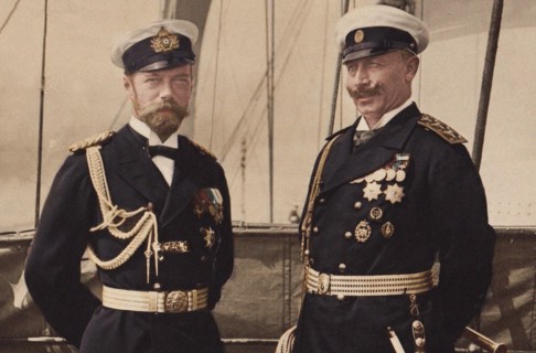 Tsar Nicholas II and Kaiser Wilhelm II in Björkö, 1905. Creator: Anonymous.