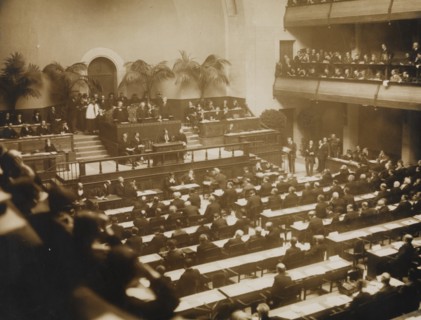 First meeting of the League of Nations, November 15, 1920 in Geneva , 1920. Creator: Anonymous.