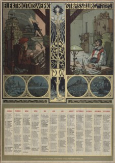 Electricity plant Strasbourg. Calendar for the year 1907, 1906. Creator: Schnug, Léo (1878-1933).