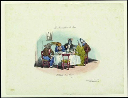 Les Métamorphoses du jour. L'attente d'un convive (The Metamorphoses of the day. Waiting for the gue Creator: Grandville, Jean-Jacques (1803-1847).