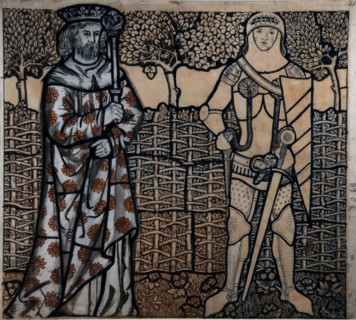 King Arthur and Sir Lancelot, 1862. Creator: Morris, William (1834-1896).